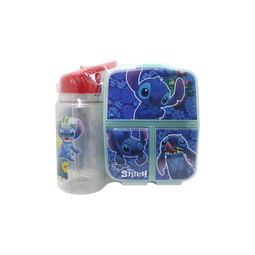 SET DE HERMETICO 3 DIVISIONES Y BOTELLA STRAW TOP 500ML STITCH