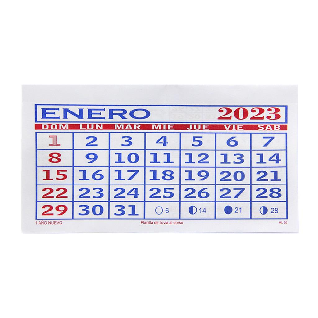 CALENDARIO MENSUAL 2026 20cm x 11cm