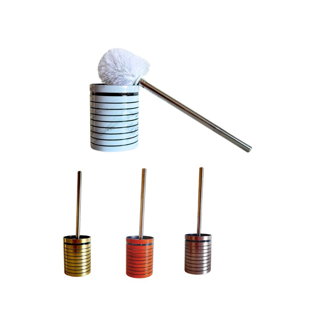 ESCOBILLA P/ BAÑO PLASTICA C/ ESTUCHE METALICO