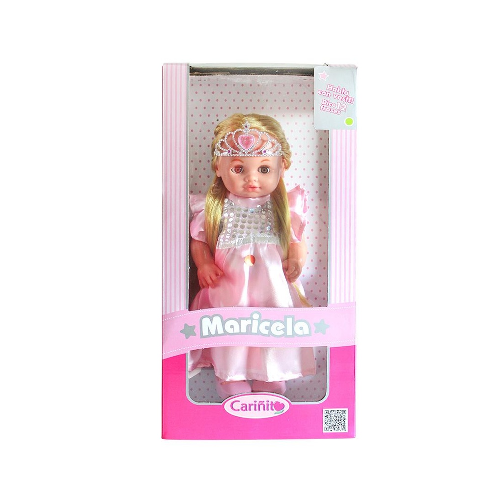 MUÑECA CARIÑITO MARICELA PRINCESA HABLA 12 FRASES 38CM E/ CJ ( 825 )