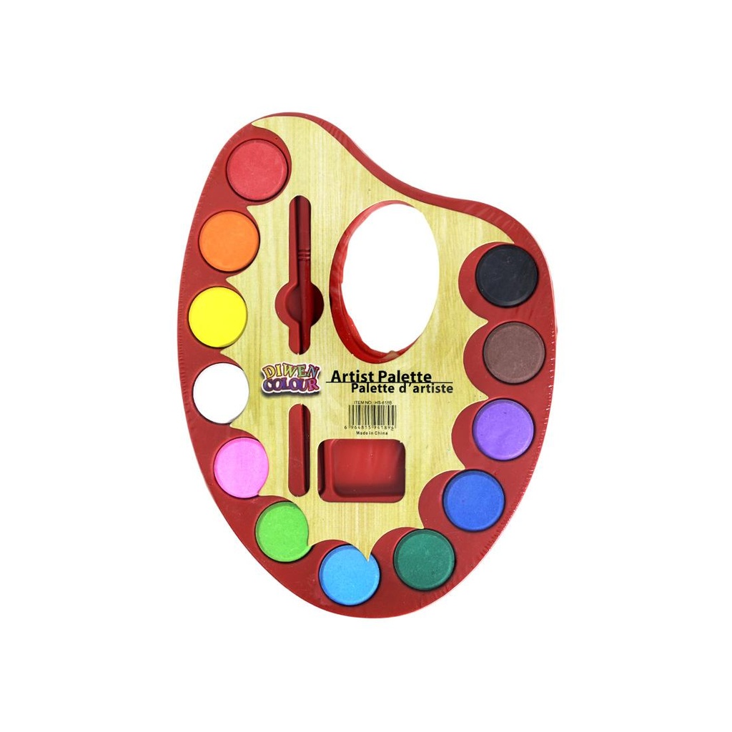 PALETA ARTISTICA ACUARELA C/ PINCEL CHICA x12  ( HS-618B )