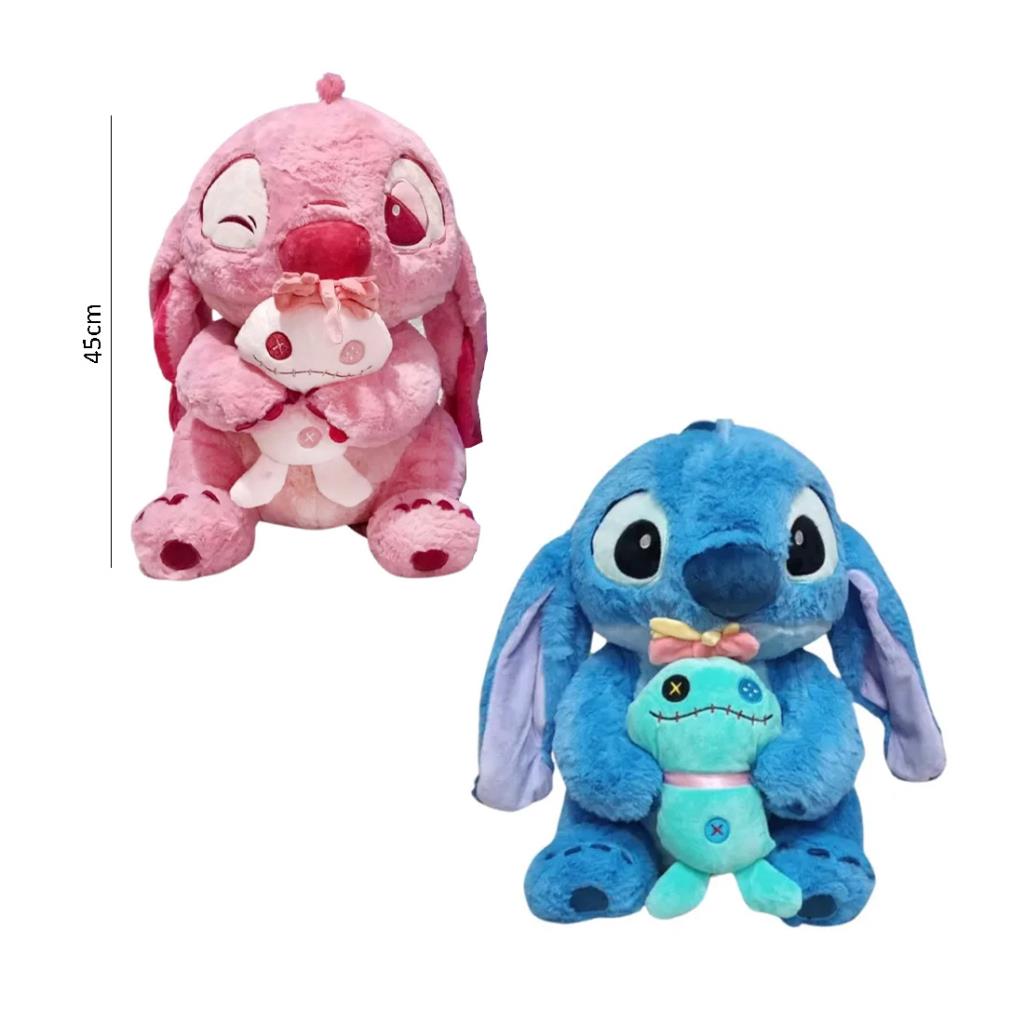 MUÑECO PELUCHE STITCH O ANGEL C/ SKRUMP GRANDE 45CM
