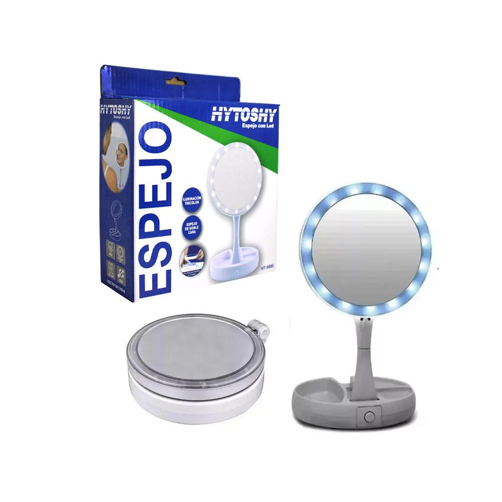 ESPEJO PLEGABLE HYTOSHY C/LUZ LED ( HT-988E )