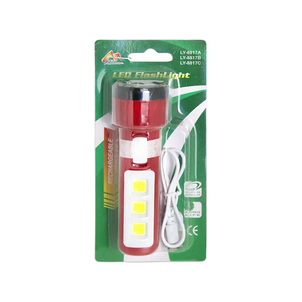 LINTERNA LED PLASTICA RECARGABLE 12cm e/Bl ( 8817+3 )