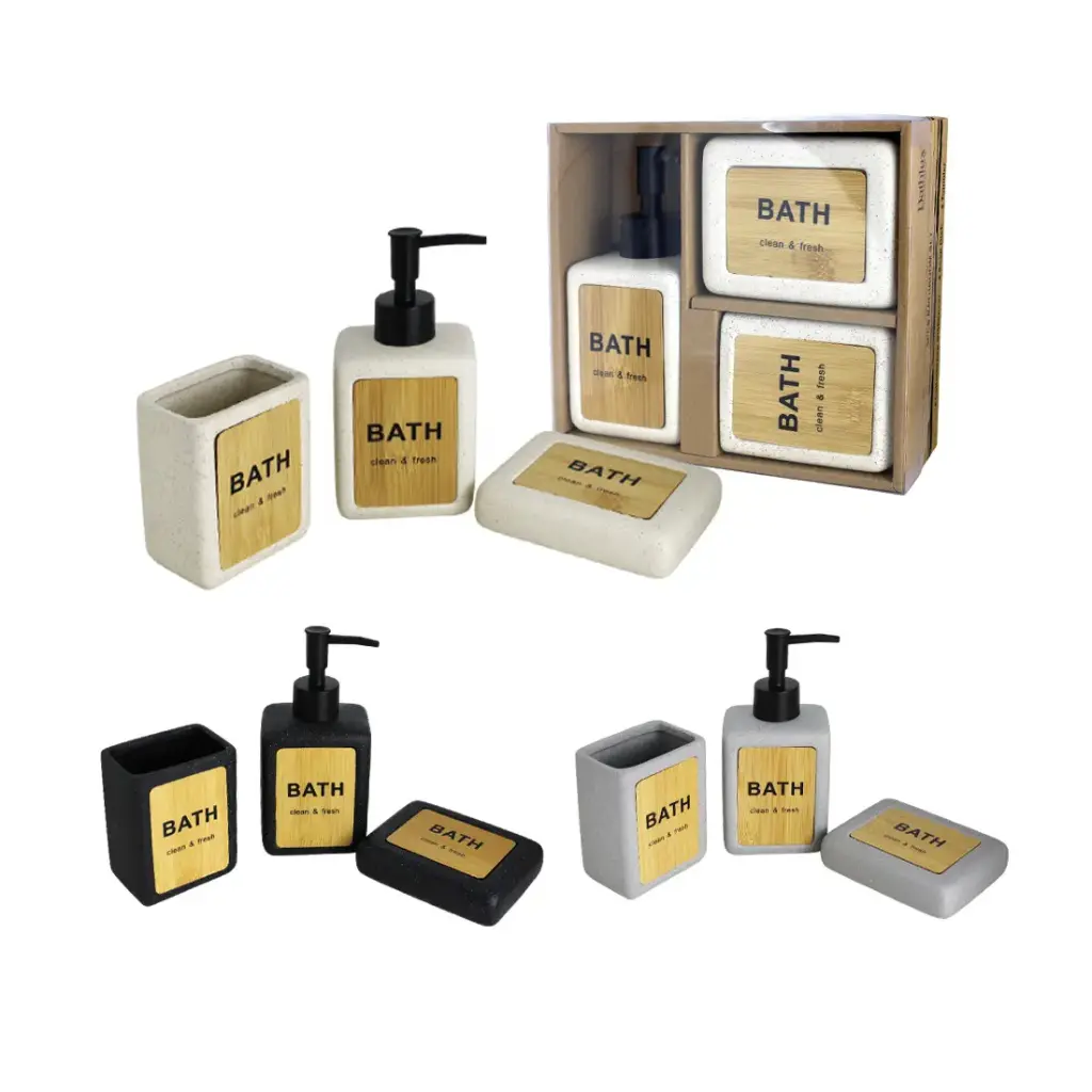 SET DE BAÑO BATH CERAMICA BAMBU x3pzs