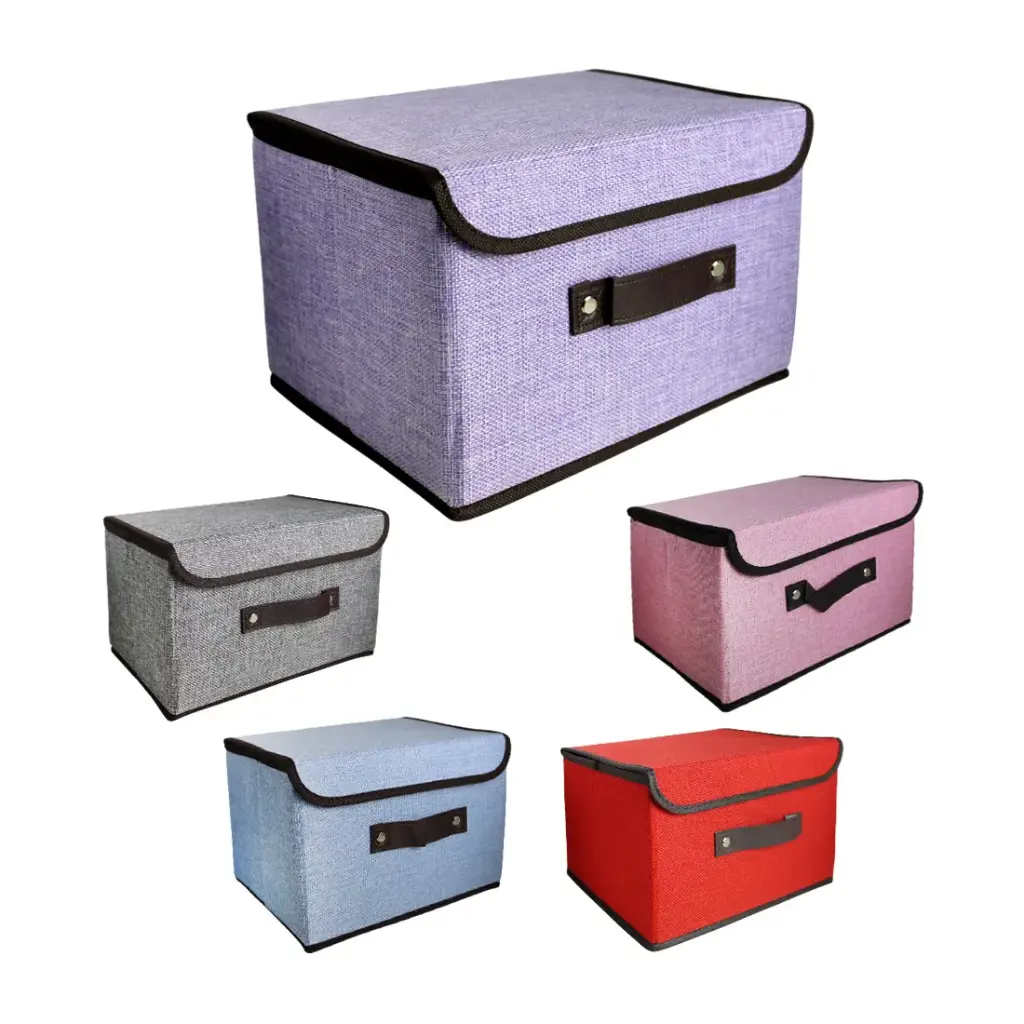 CAJA TELA PLEGABLE CHICA C/ MANIJA 19cm x 25cm x 16cm ( ZX-92 )