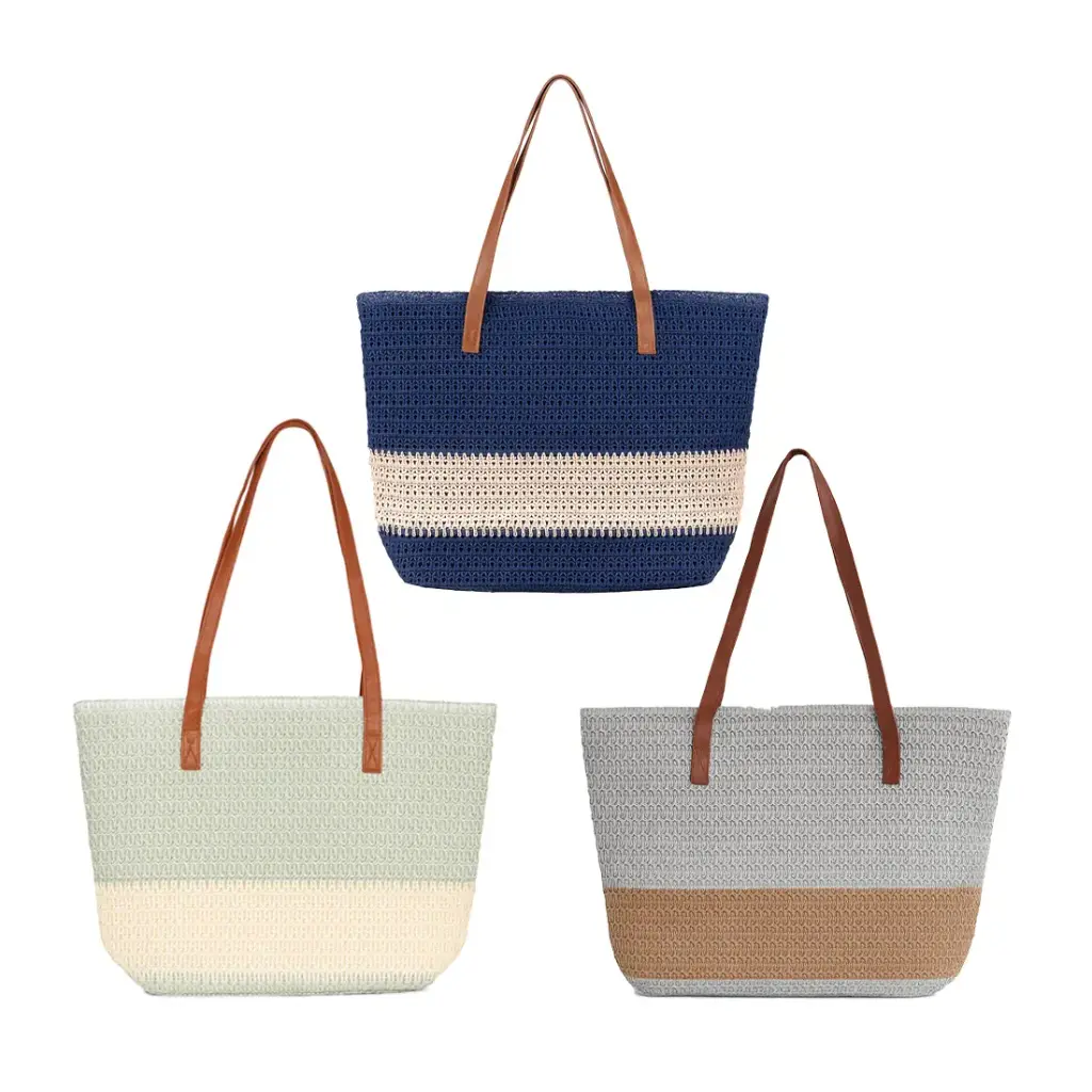 BOLSO PLAYERO SIMIL YUTE FORRADO C/ CIERRE 48cm x 36cm ( ZX-7 )