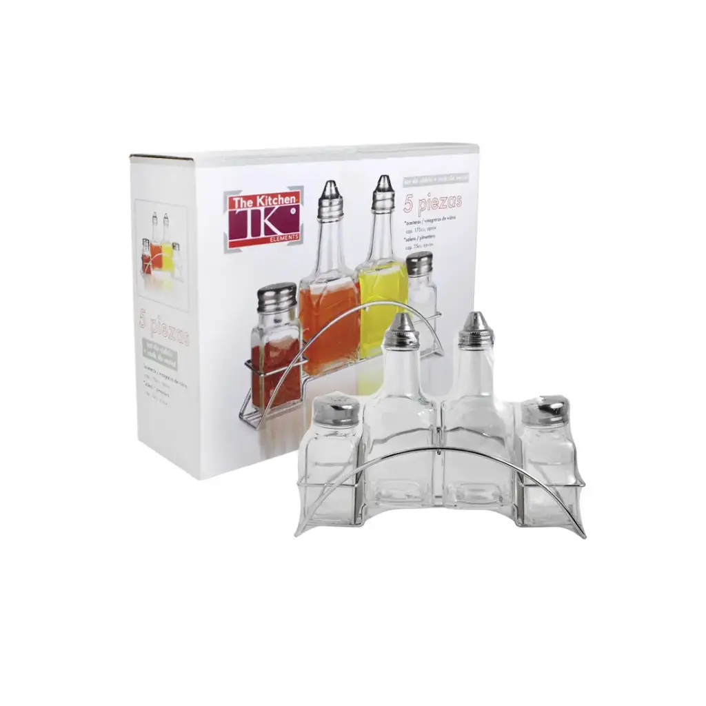 ACEITERO Y VINAGRERO VIDRIO x4 C/SOPORTE ( 27225 )