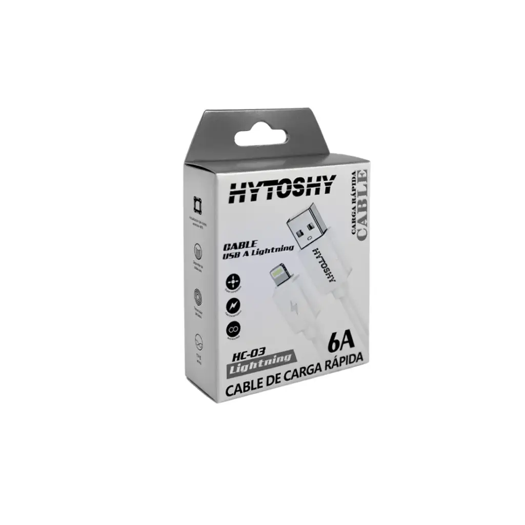 CABLE USB A LIGHTNING CARGA RAPIDA 6A e/Cj ( HC-03 )