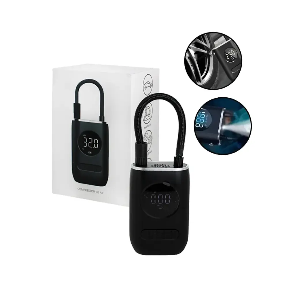 COMPRESOR DE AIRE PORTATIL INALAMBRICO USB 80W 8x4x13.5cm ( CZK-3668 )