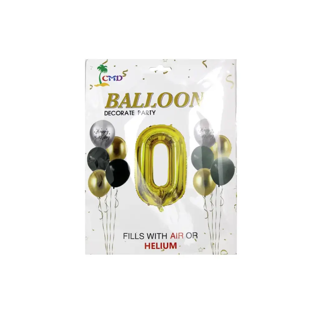 GLOBO METALIZADO NUMERO 0 C/ 10 GLOBOS