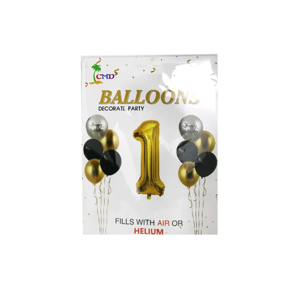 GLOBO METALIZADO NUMERO 1 C/ 10 GLOBOS