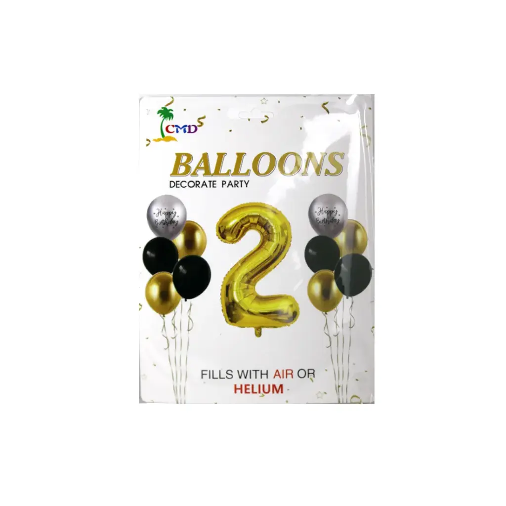 GLOBO METALIZADO NUMERO 2 C/ 10 GLOBOS