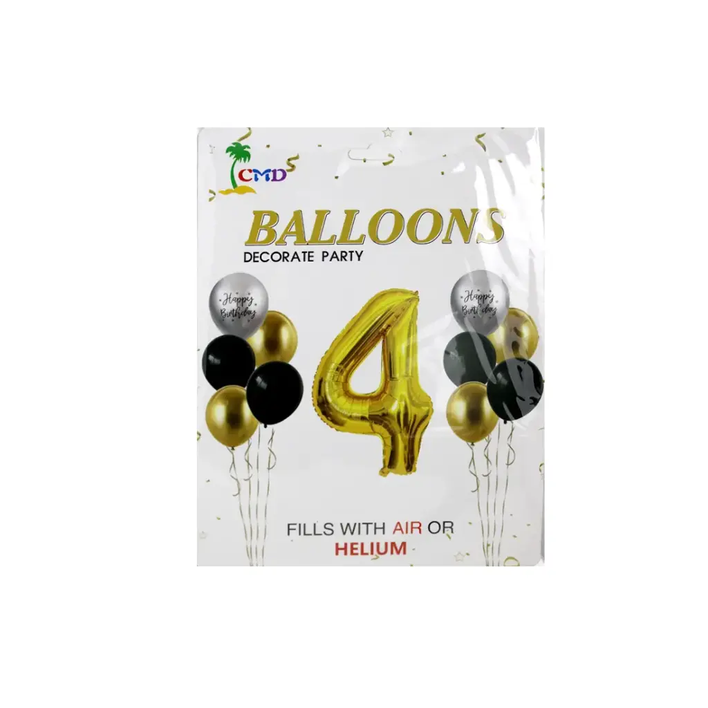GLOBO METALIZADO NUMERO 4 C/ 10 GLOBOS