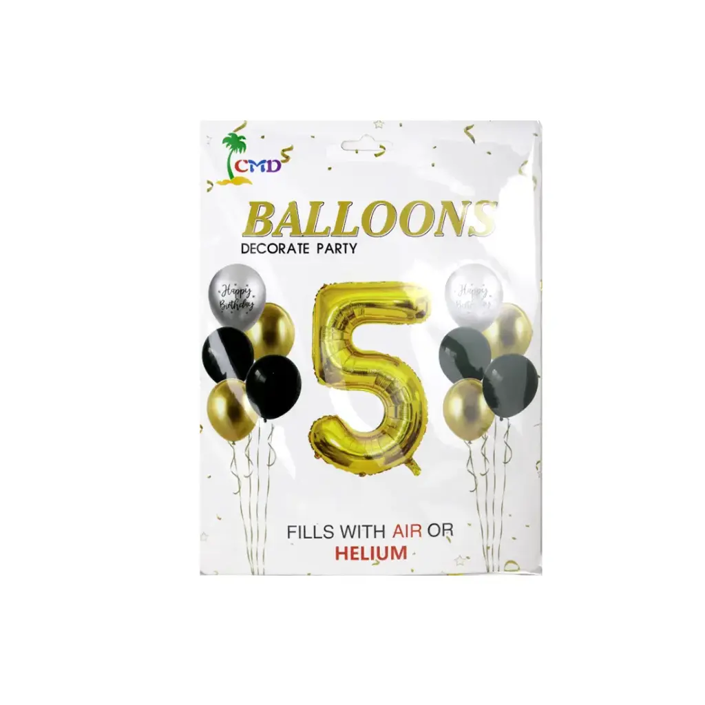 GLOBO METALIZADO NUMERO 5 C/ 10 GLOBOS