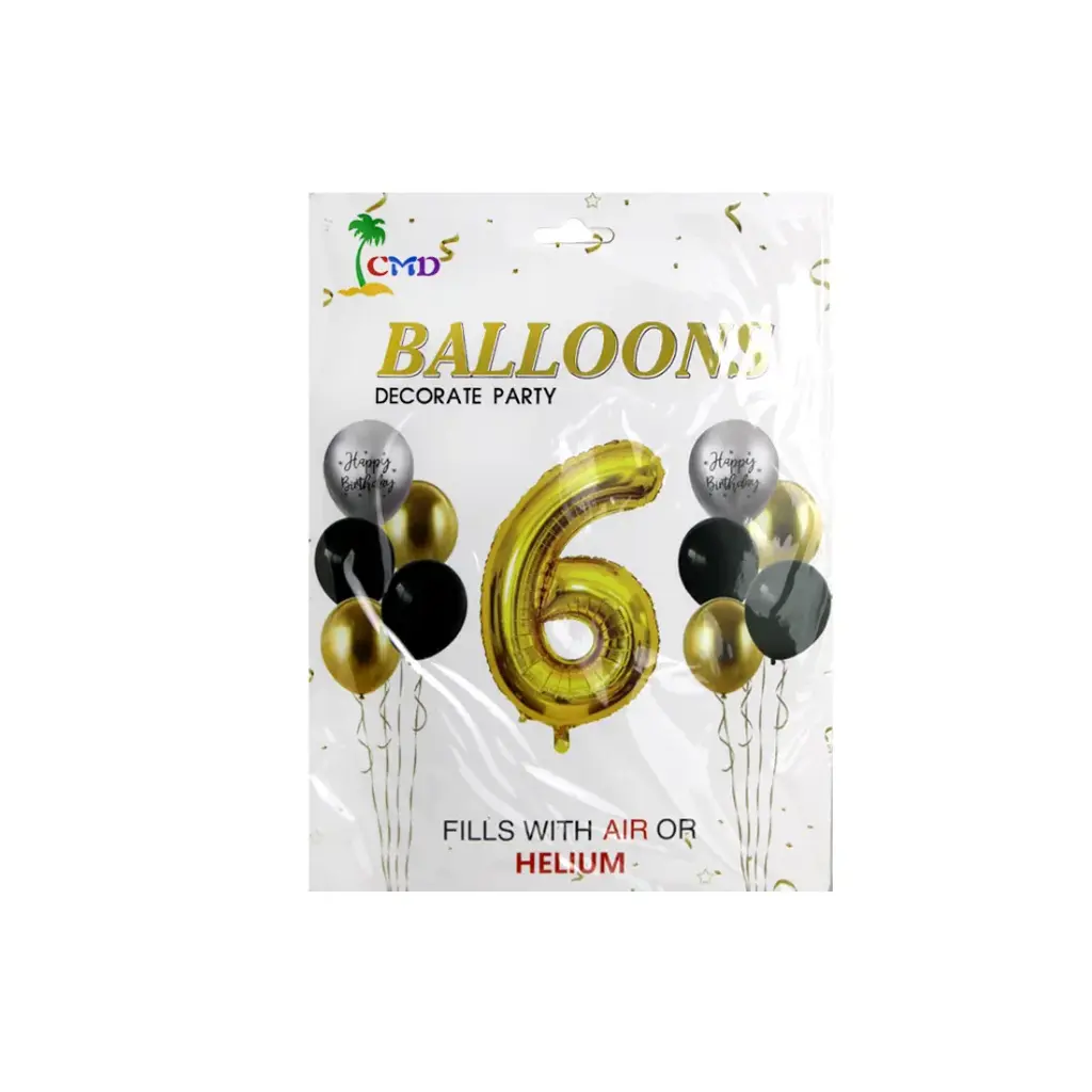 GLOBO METALIZADO NUMERO 6 C/ 10 GLOBOS