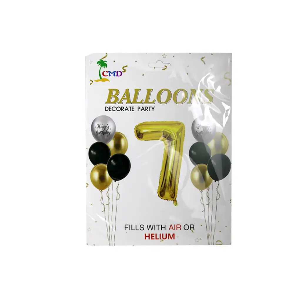 GLOBO METALIZADO NUMERO 7 C/ 10 GLOBOS