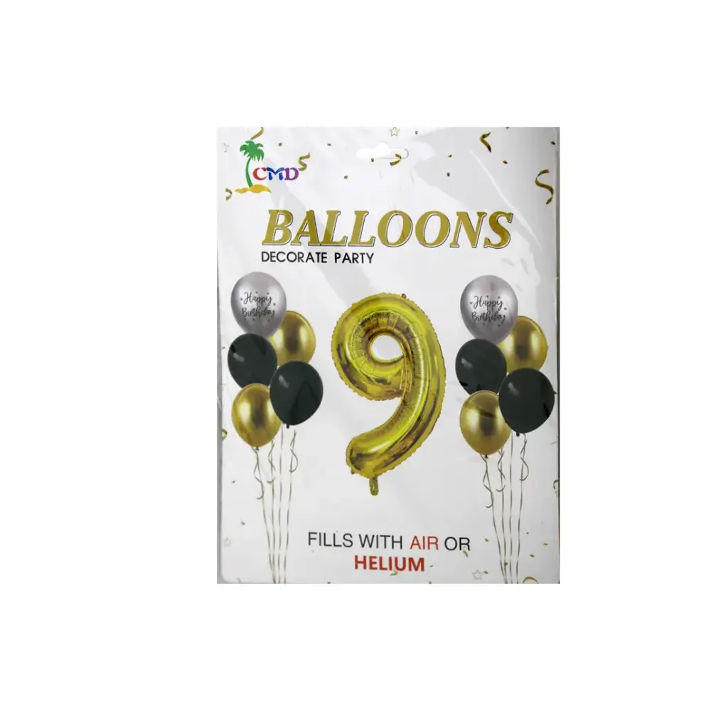 GLOBO METALIZADO NUMERO 9 C/ 10 GLOBOS