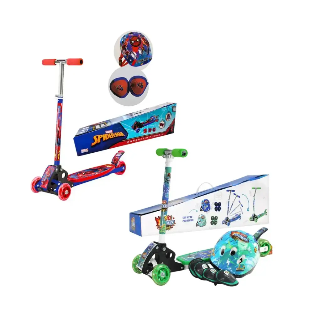 MONOPATIN PLEGABLE METALICO SPIDER / GO SPEED C/ KIT DE PROTECCIÓN e/Cj ( 12274 / 12237 )