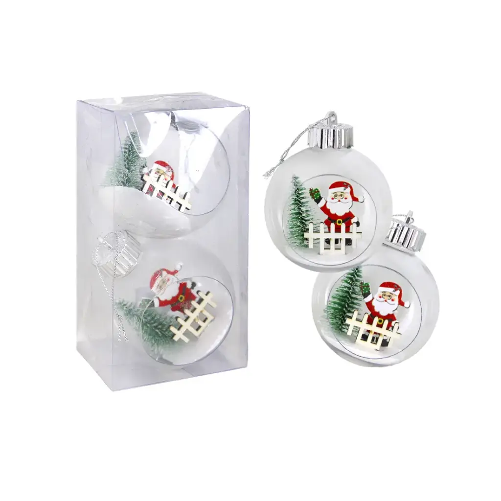 BOCHA NAVIDEÑA TRANSPARENTE 8cm x2 e/Cj ( NS410680 )
