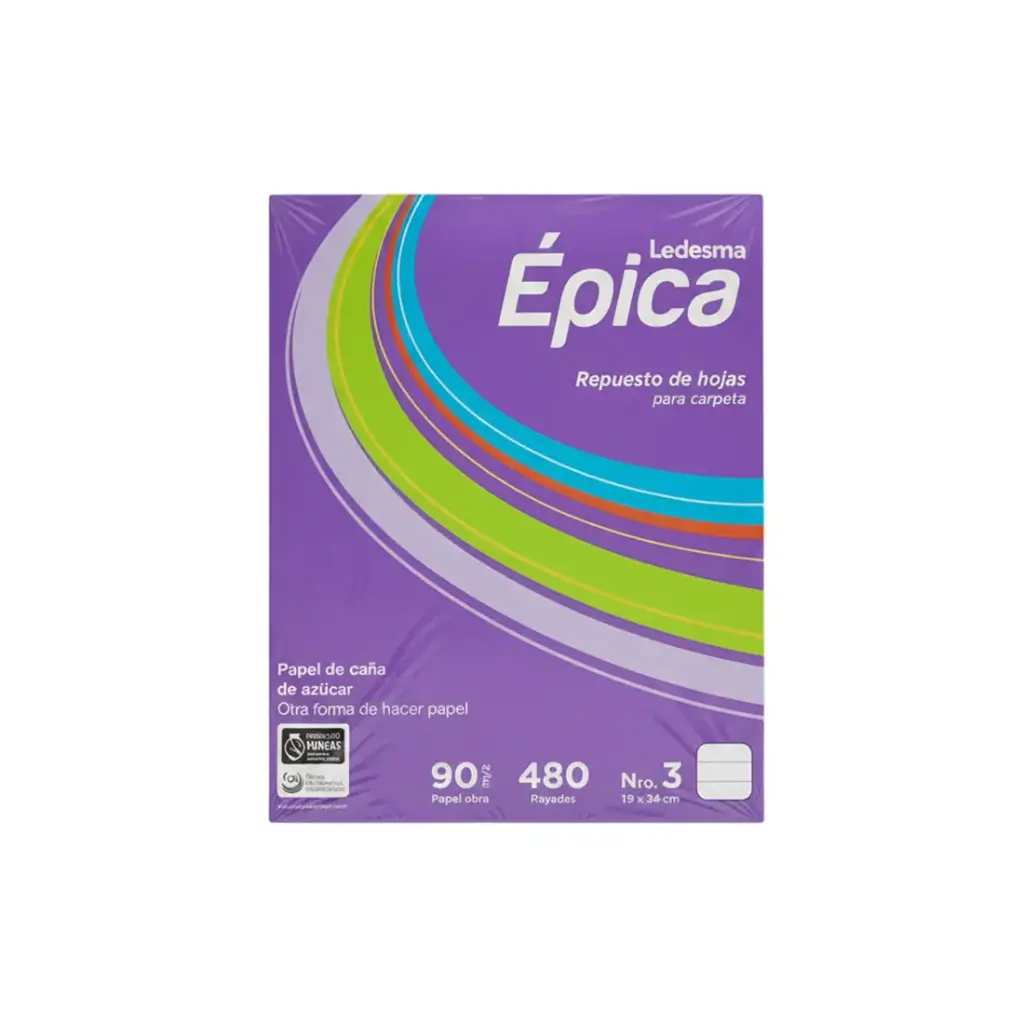 REPUESTO DE HOJAS EPICA Nº3 x 480HJS RAYADO
