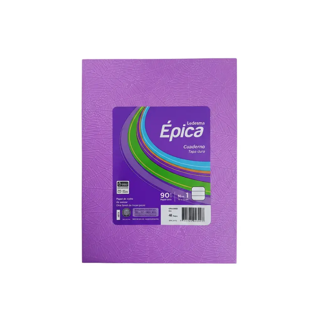 CUADERNO EPICA Nº1 T/ DURA ARAÑA x 48HJS RAYADO LILA