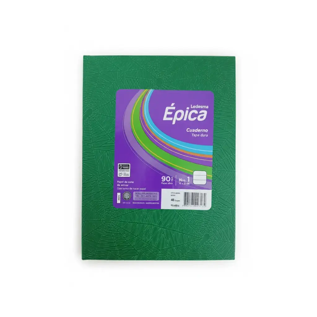 CUADERNO EPICA Nº1 T/ DURA ARAÑA x 48HJS RAYADO VERDE