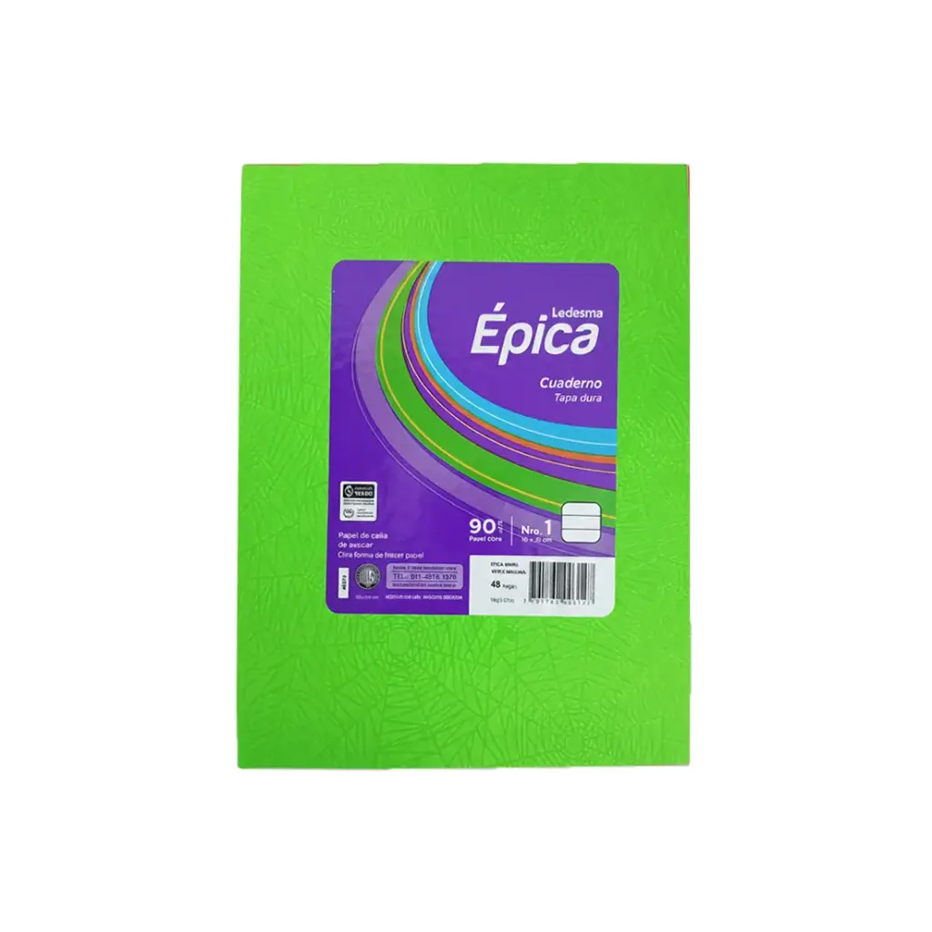 CUADERNO EPICA N1 T/DURA ARAÑA X48 RAYADO VERDE MANZANA