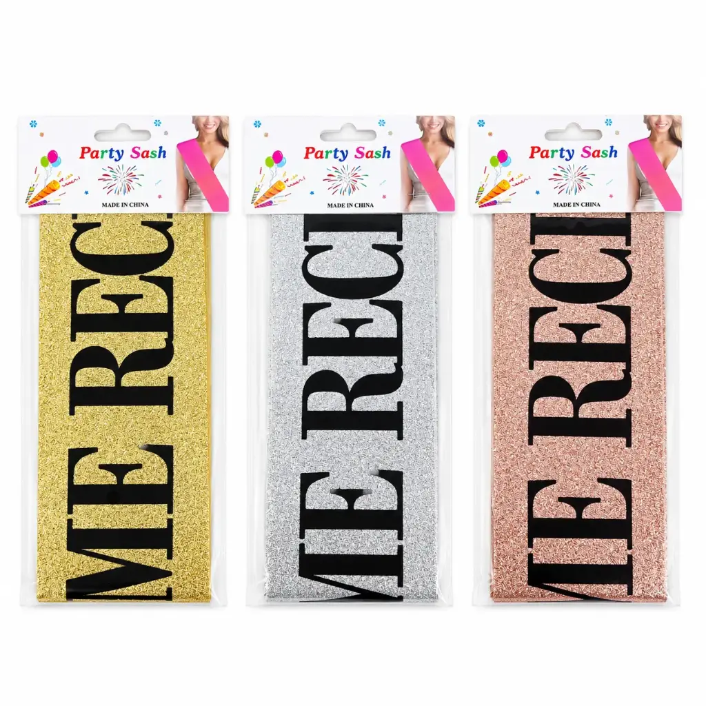 BANDA ME RECIBI GLITTER 9.5CM X 160CM E/ BO ( YJ0017 )