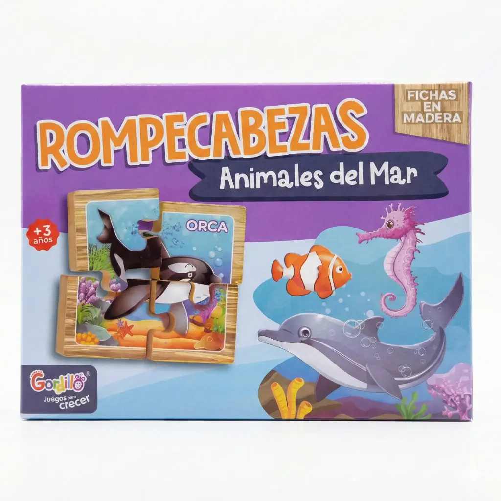 ROMPECABEZAS MADERA ANIMALES DEL MAR X16 E/CJ ( DID-ROM-5 ) 