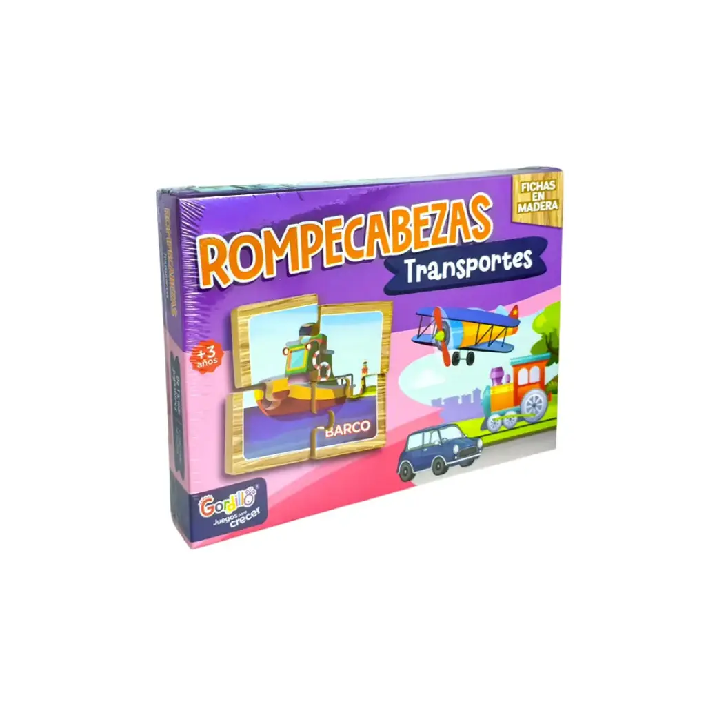 ROMPECABEZAS MADERA TRANSPORTES X16 E/ CJ ( DID-ROM-2 )