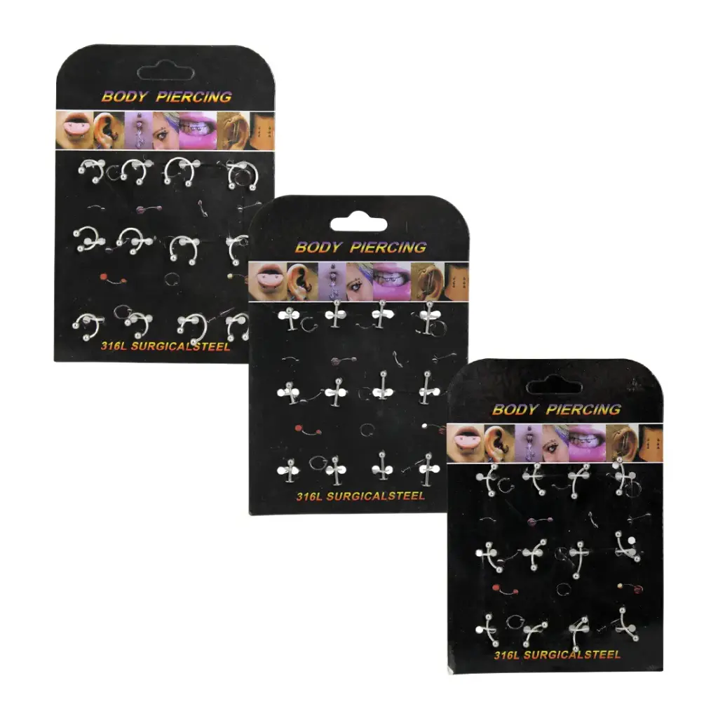 &PIERCING P/ BOCA OREJA OMBLIGO CEJA x12 (