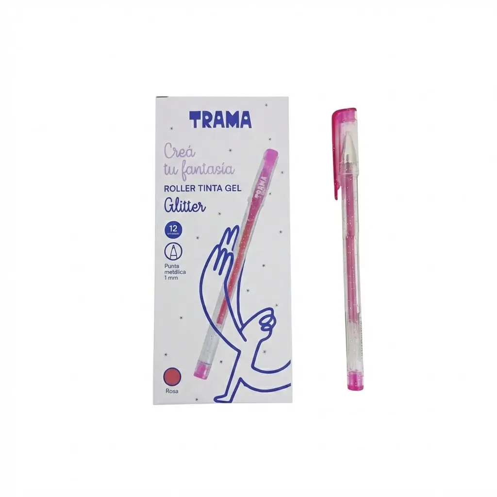 LAPICERA ROLLER GEL TRAMA 1.0MM ROSA GLITTER