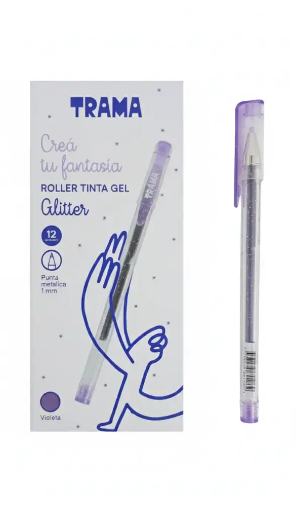 LAPICERA TRAMA ROLLER BALL GEL VIOLETA C/ GLITTER ( 52536 )