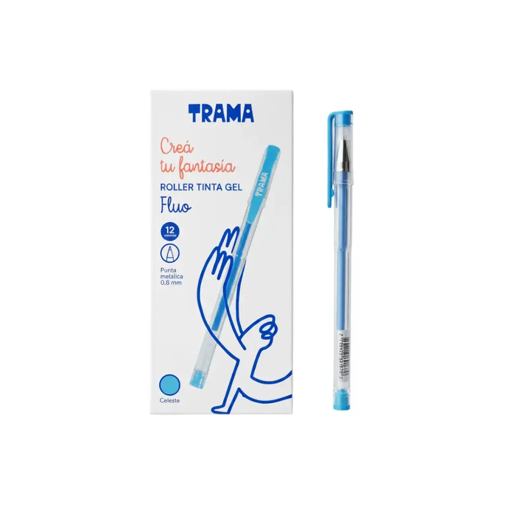 LAPICERA ROLLER GEL TRAMA 1.0MM CELESTE GLITTER