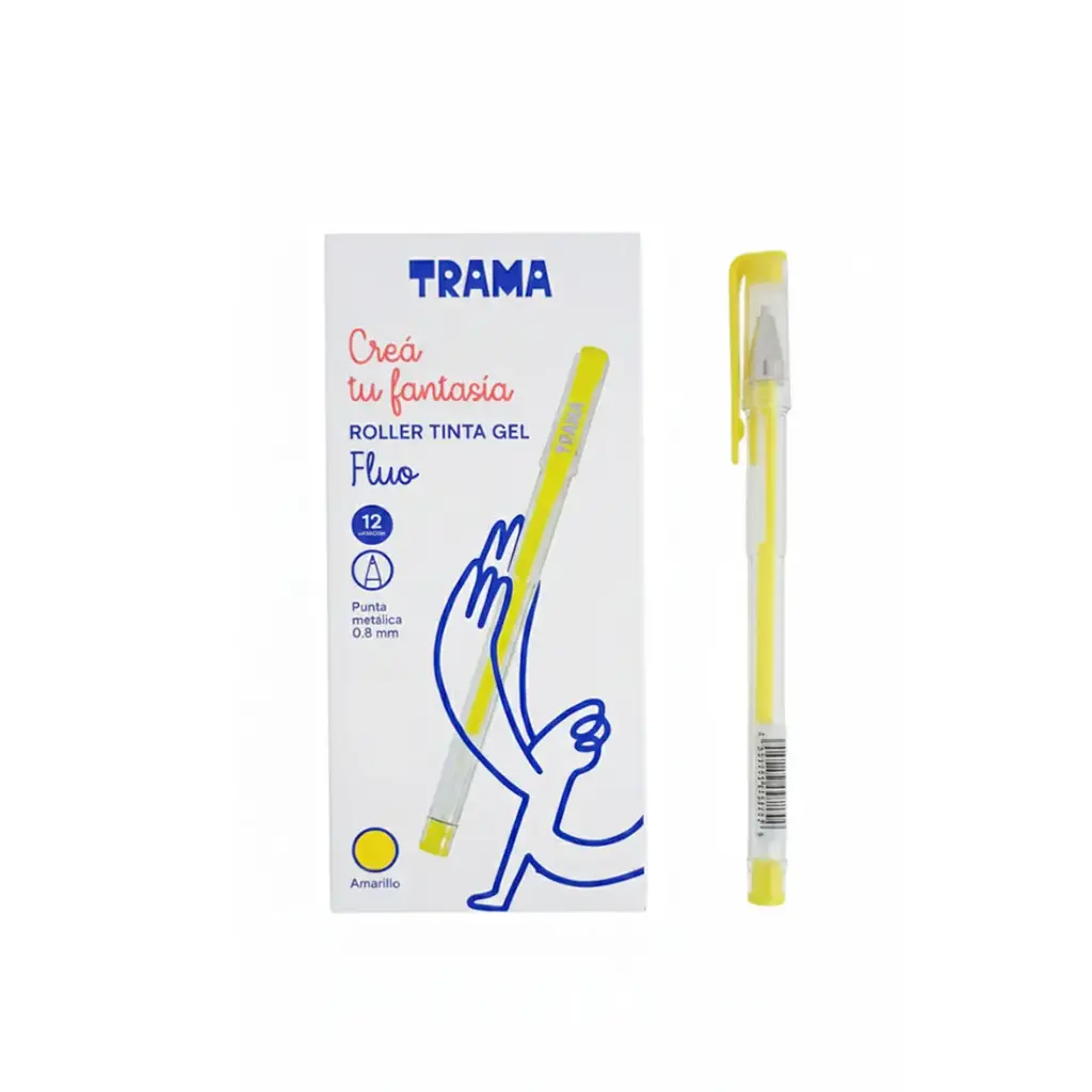 LAPICERA ROLLER GEL TRAMA 0.8MM AMARILLO FLUO
