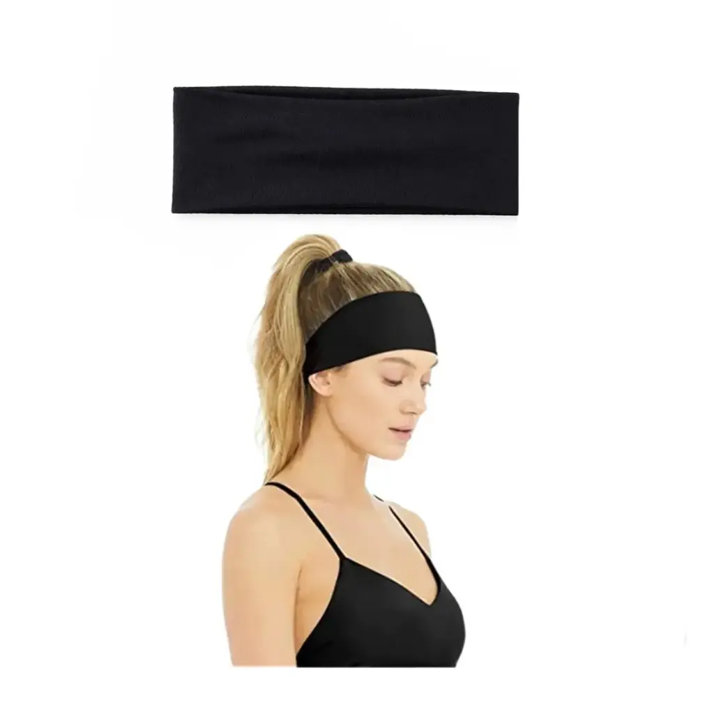 &VINCHA DE LYCRA LISA NEGRA ANCHA