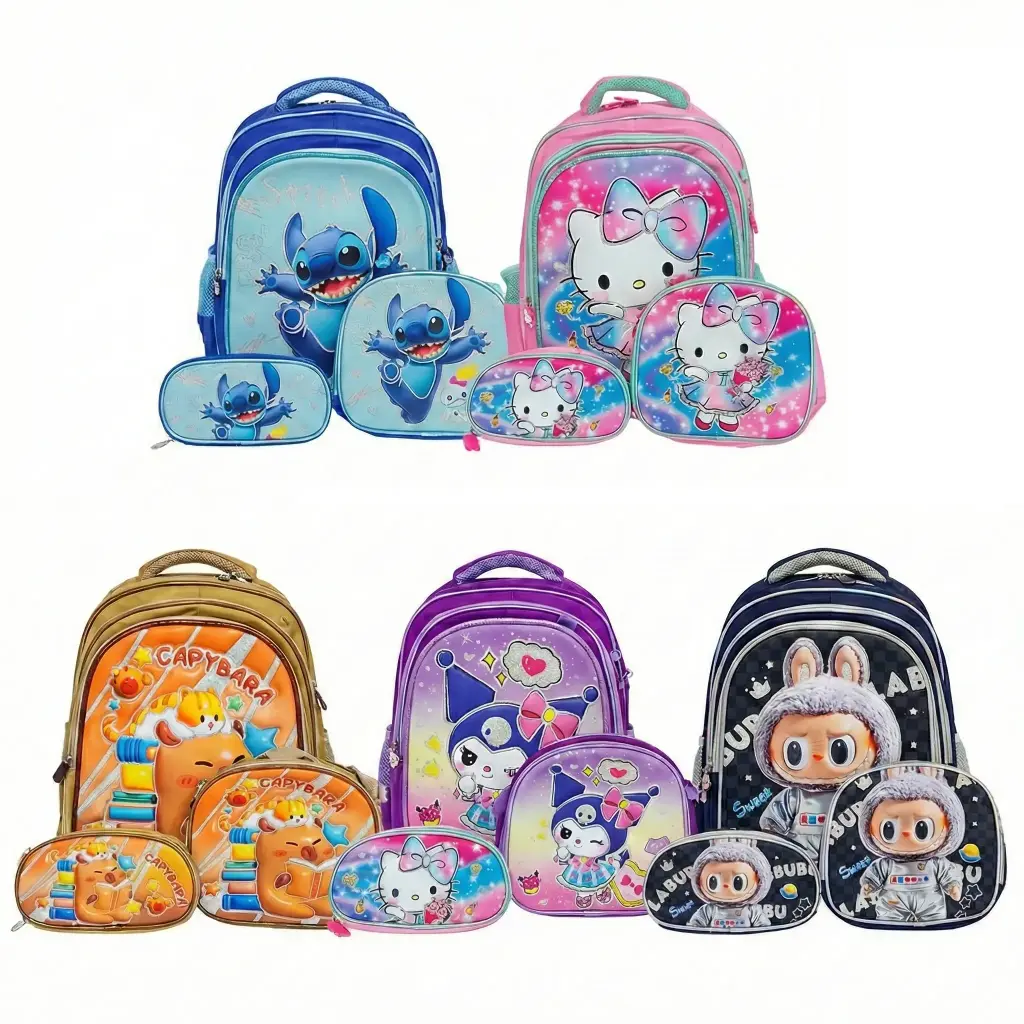 MOCHILA PERSONAJES C/ LONCHERA Y CARTUCHERA 41CM ( ABD-292 )