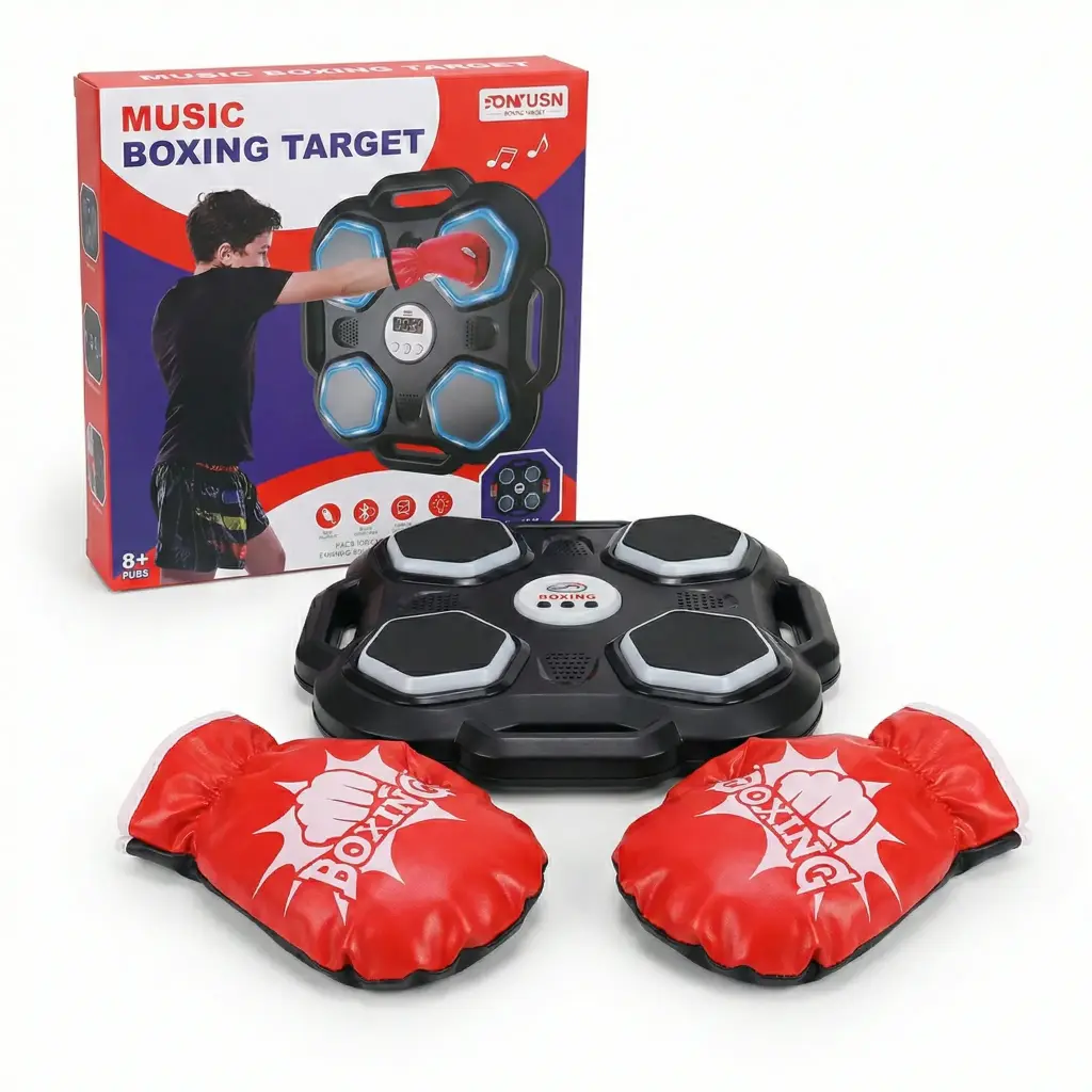 MAQUINA D/BOXEO INTELIGENTE BLUETOOTH C/LUZ MUSICA Y GUANTES E/CJ ( 6501-1 )