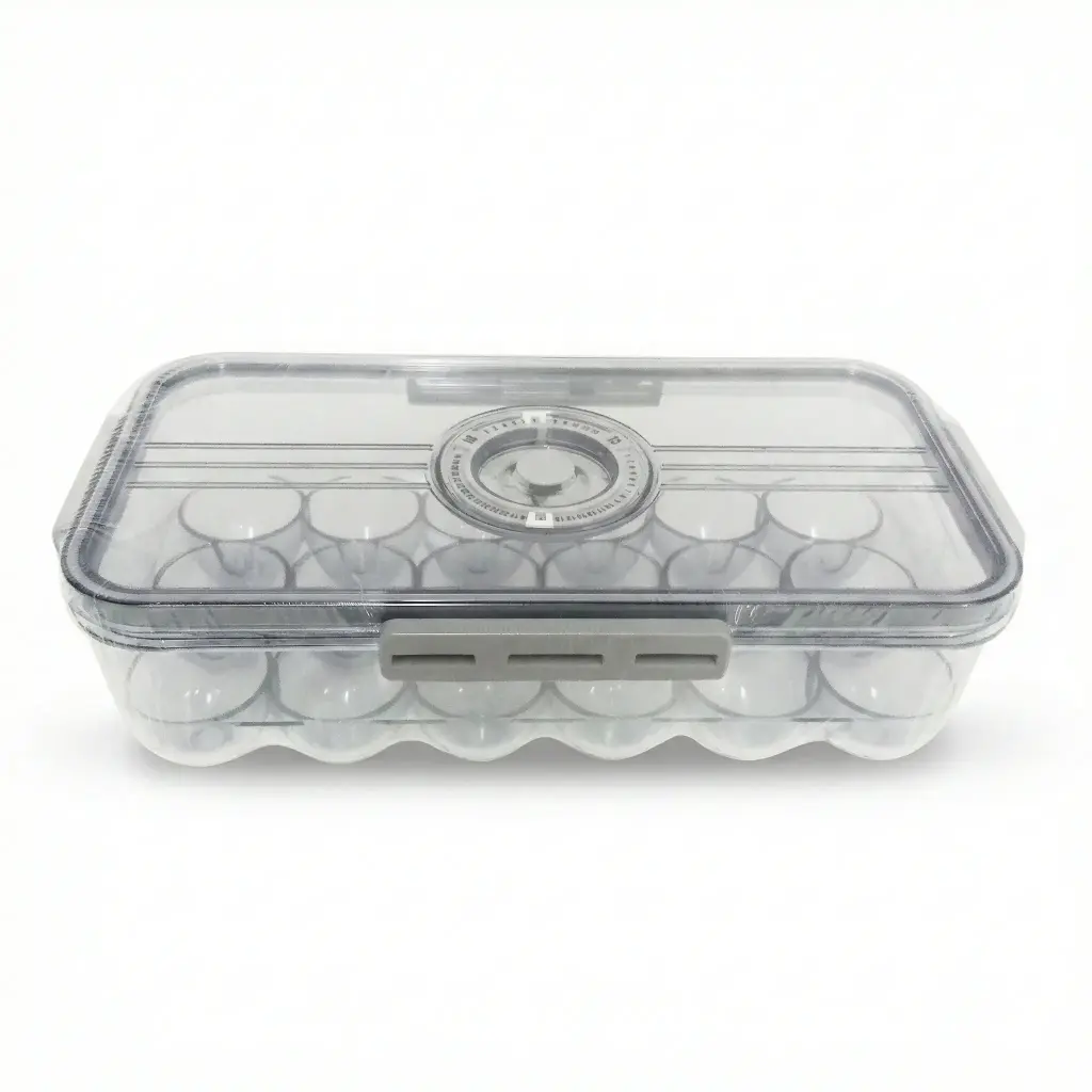 HUEVERA PLASTICA P/ 18 HUEVOS C/ FECHADOR 32X17X9CM ( NS337643 ) 
