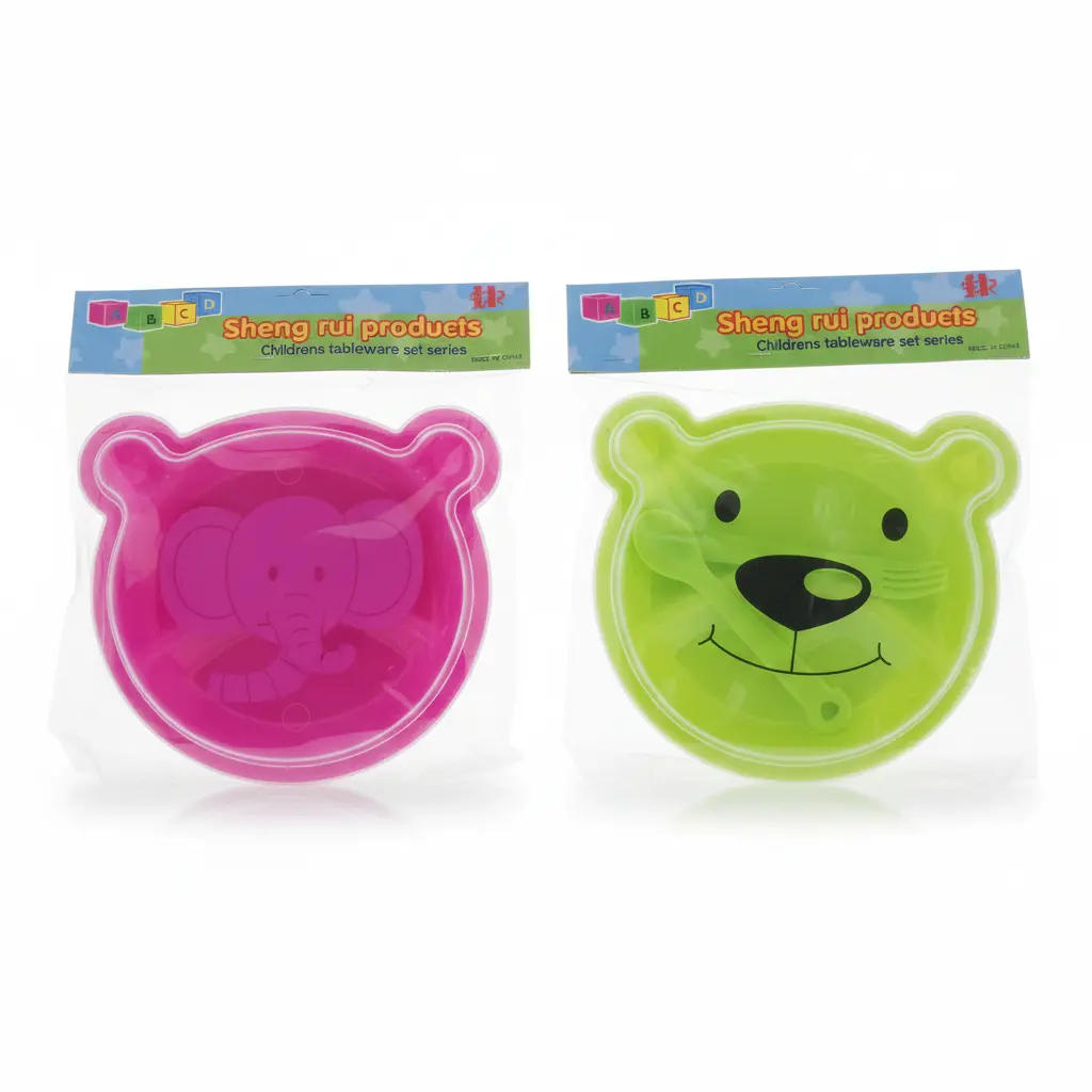 SET PLATO Y CUBIERTOS P/BEBE C/TAPA E/BO ( NS320053 ) 