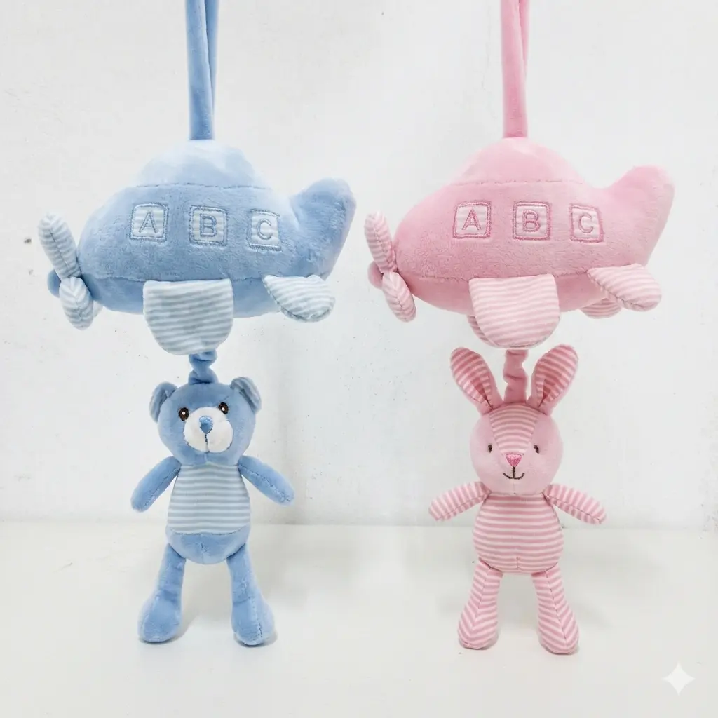 CUNERO MUSICAL AVION C/ OSO CONEJO 23 CM ( NS409762 )