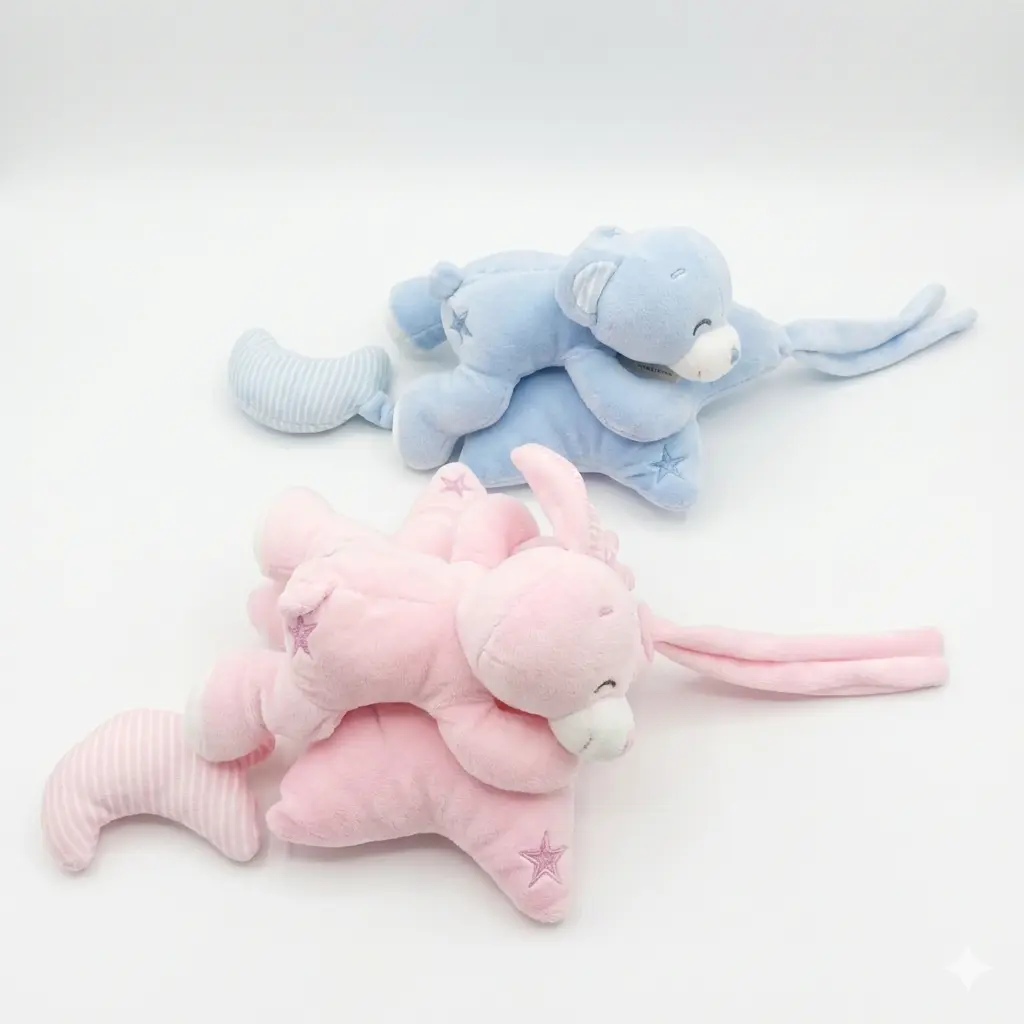 CUNERO MUSICAL ESTRELLA Y LUNA C/OSO / CONEJO 22 CM ( NS409761 )