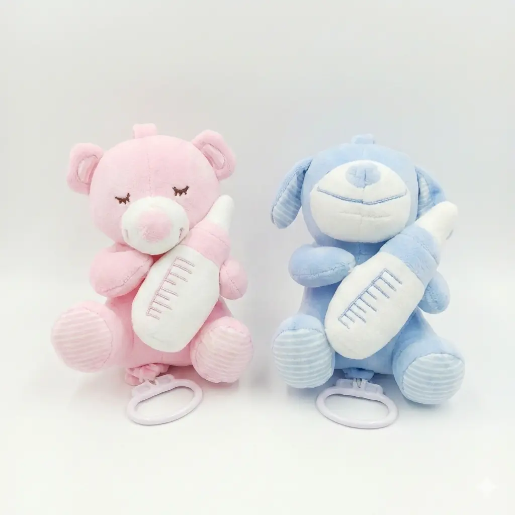 CUNERO MUSICAL OSO / PERRO C/MAMADERA 19CM ( NS409767 )