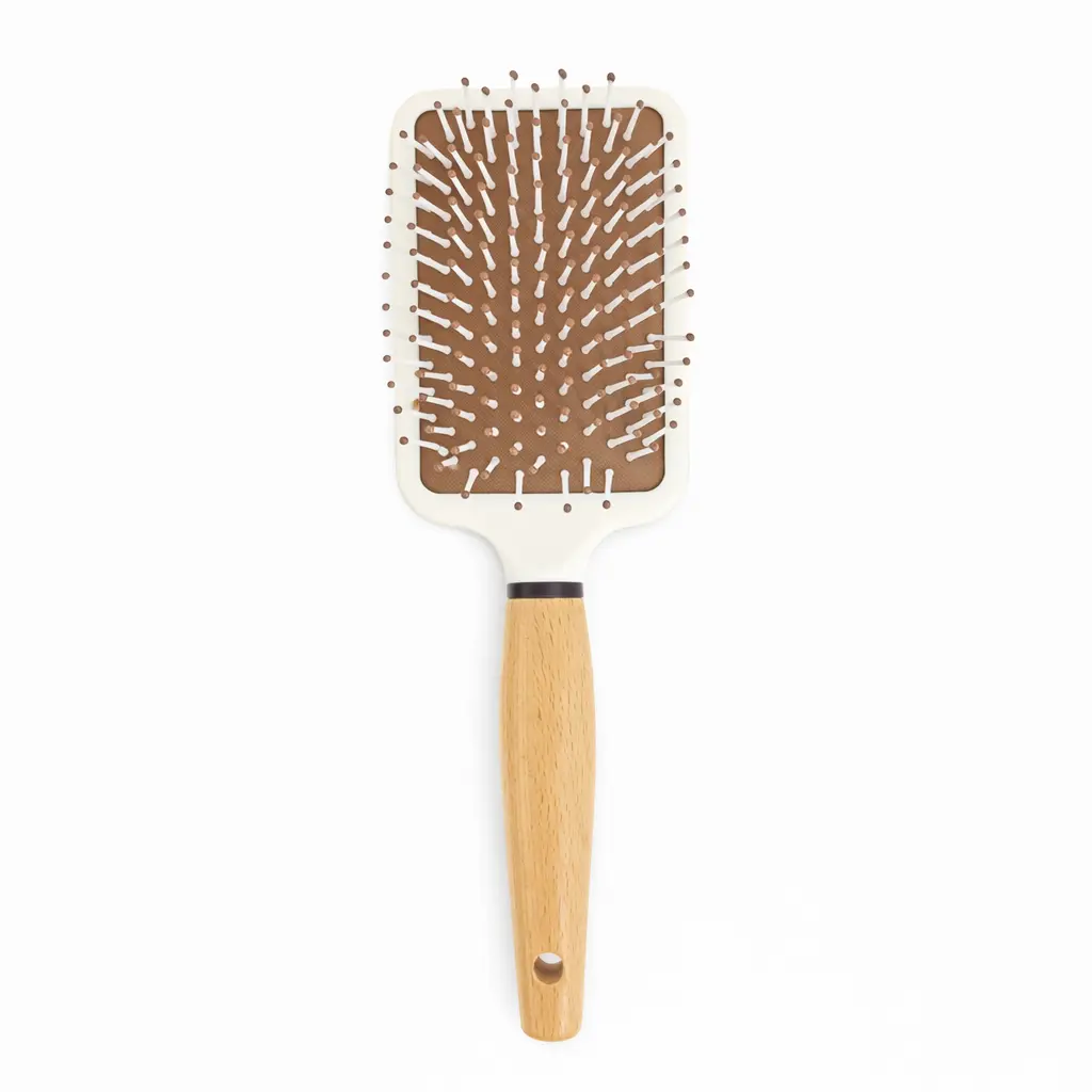 CEPILLO P/ CABELLO RECTANGULAR MANGO MADERA 25X8CM E/ BO ( DL16749 )