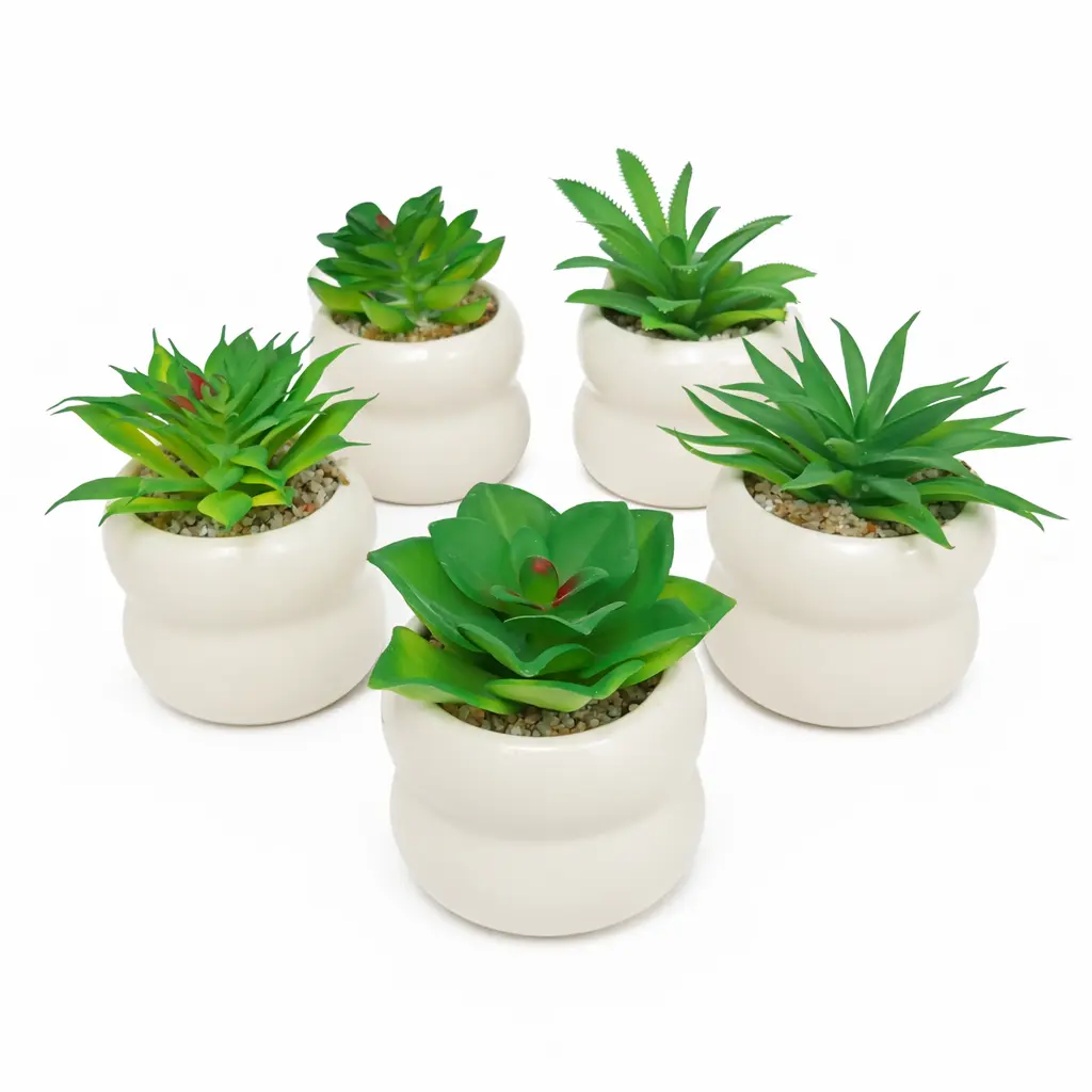 PLANTA SUCULENTA ARTIFICIAL C/ MACETA CERAMICA 11X6CM ( DL20980 )