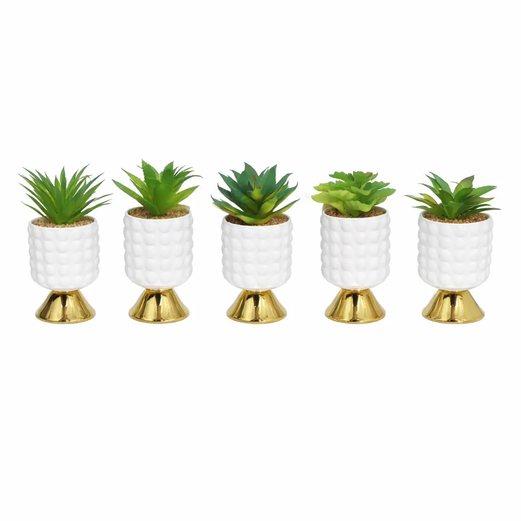 PLANTA SUCULENTA ARTIFICIAL C/ MACETA CERAMICA 19X7CM ( DL20978 )