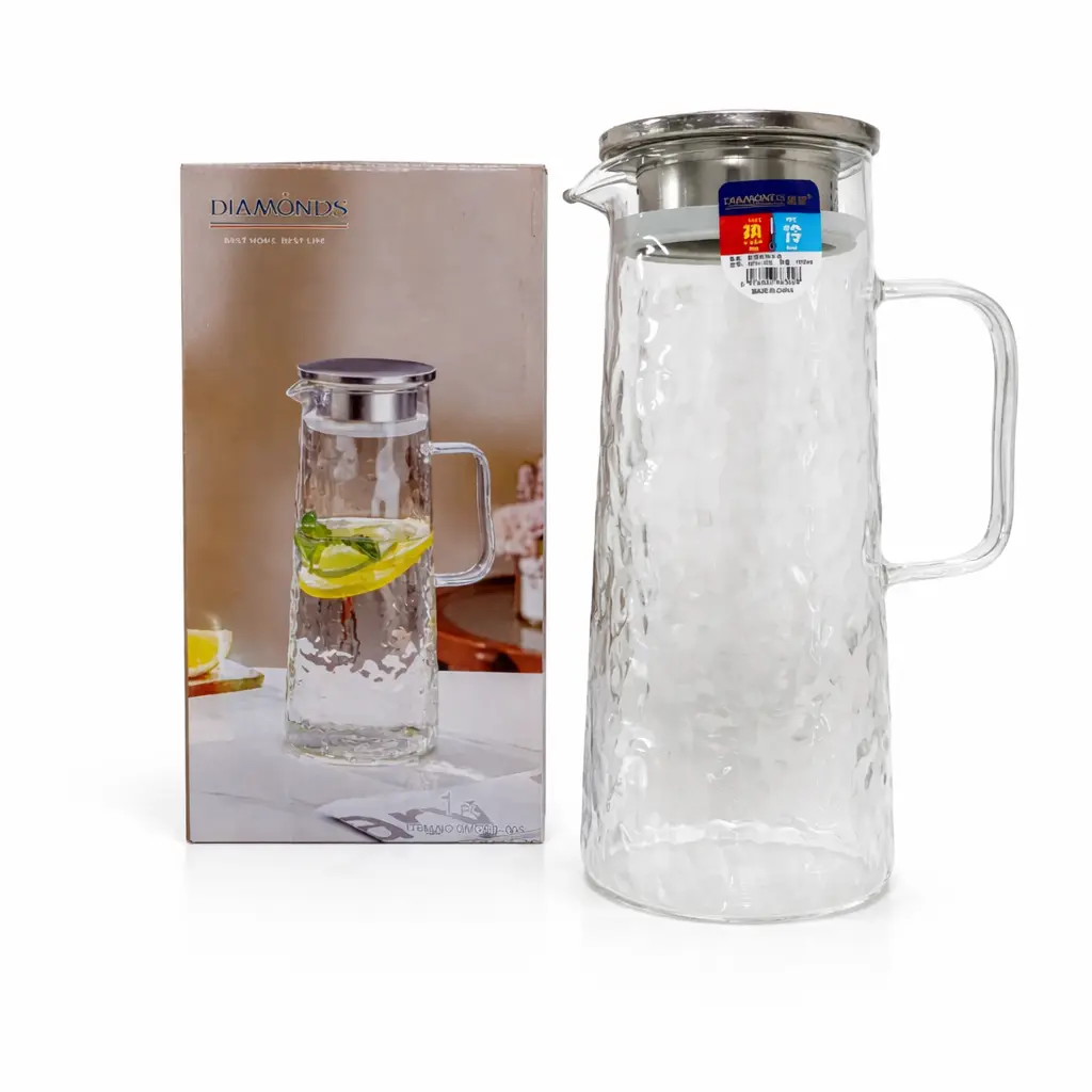 JARRA DE VIDRIO C/ TAPA DE ACERO 24 X 10CM ( CN19073 )