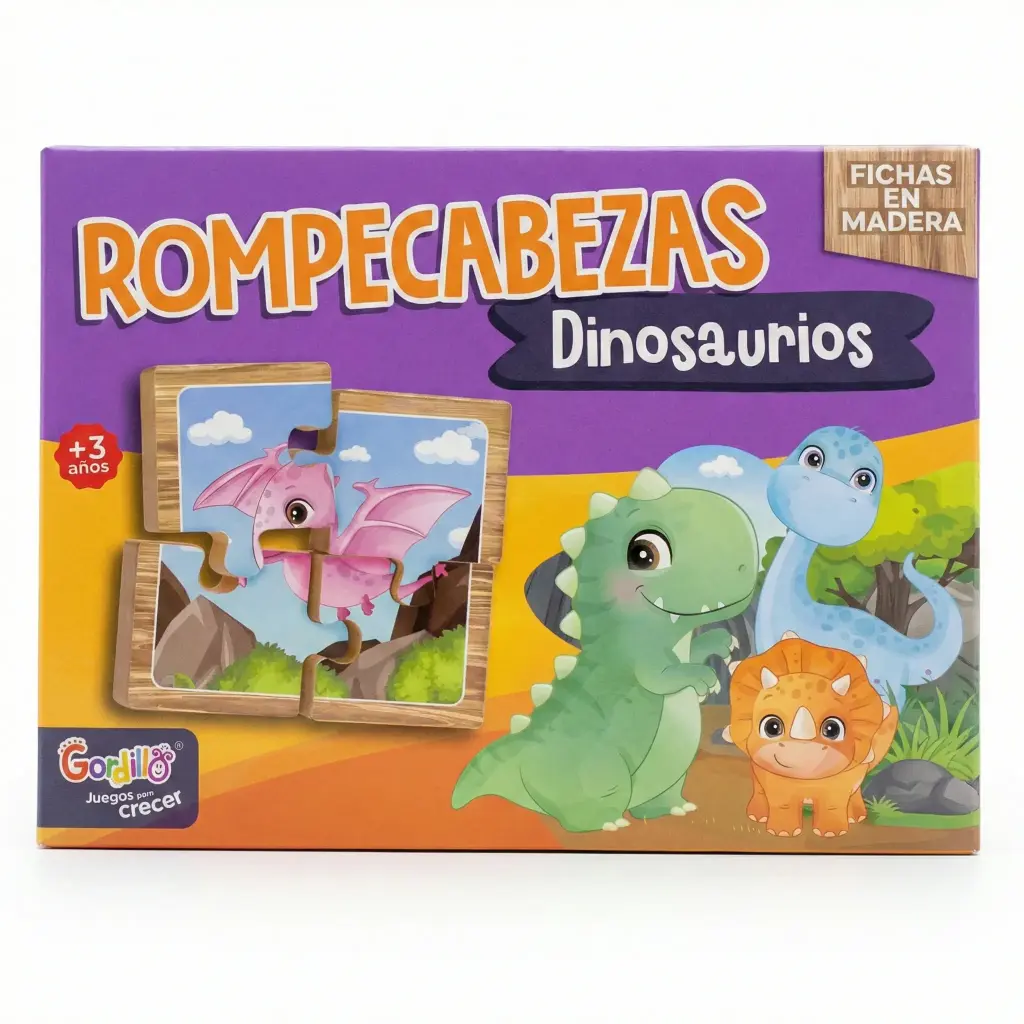 ROMPECABEZAS MADERA DINOSAURIOS X16 E/ CJ ( DID-ROM-3 )