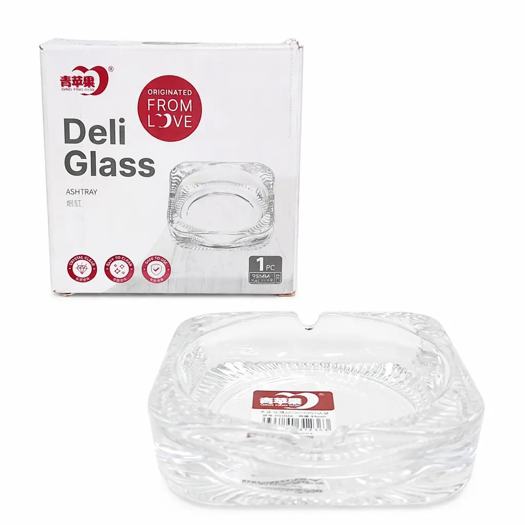 CENICERO VIDRIO CUADRADO 9.3CM E/ CJ ( 6817R / YG1024 )